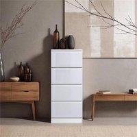 VOGREX 4 Drawer Chest Of Drawers White Bedside Bedroom Storage Furniture