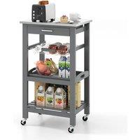 Kelvenix Rolling Kitchen Island Utility Storage Trolley Kitchen Cart in Grey | Size: 0.6m2