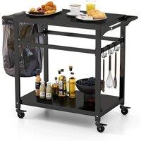 Kelvenix Outdoor Grill Cart Pizza Oven Table Food Prep Worktable in Black | Size: 0.6m2