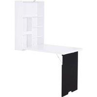 Kelvenix Folding Wall Mounted Desk Drop Leaf Breakfast Bar Dining Table in White | Size: 0.6m2
