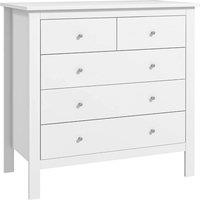 Kelvenix Modern Chest Of Drawers for Bedroom 5 Drawer in White | Size: 0.6m2
