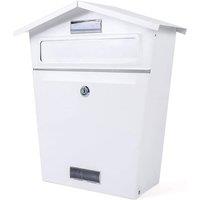 Kelvenix Post Box Mail Letter Box Wall Mounted Metal White