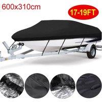 NESTLUNE 17-19ft Heavy Duty RIB Boat Cover Speed Inflatable Dinghy Waterproof in Black