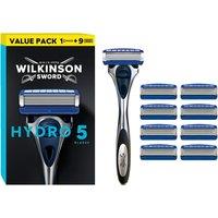 Wilkinson Sword Men's Hydro 5 Value Pack (Handle + 9 Blades) in Black
