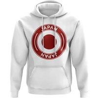 Japan Men's Mens Football Badge Hoodie in White | Size: Medium
