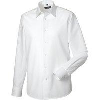 Russell Collection Men's Oxford Tailored Long-Sleeved Formal Shirt in White | Size: 17.5 in