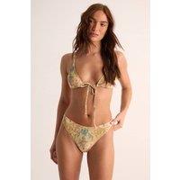 NastyGal Women's Tapestry Placement Contrast Tie Triangle Bikini Set in Desert Yellow | Size: 10