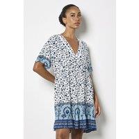 Apricot Women's Sarasa Floral Smock Mini Dress in Blue | Size: 18