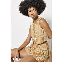 Apricot Women's Embroidered Floral Waistcoat in Stone | Size: 14