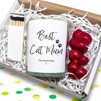 Aye Do Gifts Women's Best Cat Mum Candle Gift Set | Keepsake for Cat Lover in White