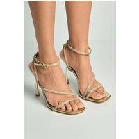 Miss Diva Women's Azelma Diamante Strappy High Heels in Gold | Size: 5