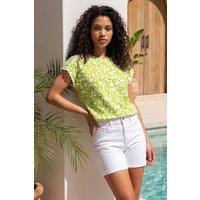 Roman Women's Petite Abstract Ric Rac T-Shirt in Lime | Size: 14