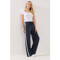 Long Tall Sally Women's Tall Pipe Detail Wide Leg Joggers in Dark Navy | Size: 18L