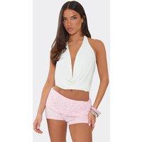 EGO Women's Lace Foldover Waist Shorts in Light Pink | Size: 6