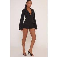 EGO Women's Long Sleeve Button V-neck Playsuit in Black | Size: 10
