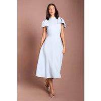 Coast Women's Bow Shoulder Crepe Midi Dress in Light Blue | Size: 12