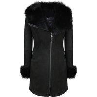 TruClothing Women's Toscana Sheepskin Suede Hood Jacket in Black | Size: Large