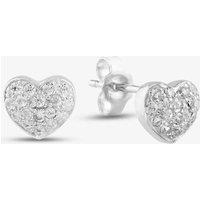 T.H.Baker Women's Silver Cubic Zirconia Heart Stud Earrings E4015C