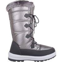 ABSOLUTE FOOTWEAR Women's Slip On Padded Lace Up Knee Length Winter Rain Walking Snow Boots in Metallic Silver | Size: 6