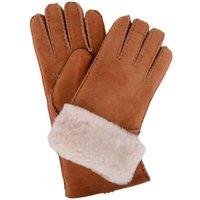 SNUGRUGS Women's Vicky, Luxury 100% Sheepskin Gloves with Long Turn Back Cuff in Tan | Size: Large