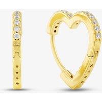 T.H.Baker Women's Silver Gold Plated Cubic Zirconia Heart Huggie Hoop Earrings S4199