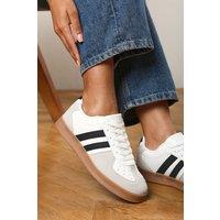 Where's That From Women's 'Arelia' Retro Lace Up Trainers with Stripes Detail in White | Size: 5