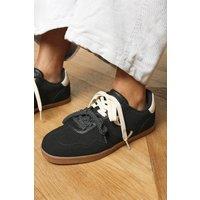 Where's That From Women's 'Avenza' Contrast Stripes Detailed Low Trainers in Black | Size: 4