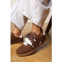 Where's That From Women's 'Avenza' Contrast Stripes Detailed Low Trainers in Brown | Size: 6