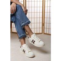 Where's That From Women's 'Arvella' Stitched Stripes Detail Trainers in Beige | Size: 5