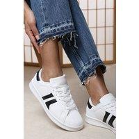 Where's That From Women's 'Arvella' Stitched Stripes Detail Trainers in White | Size: 6