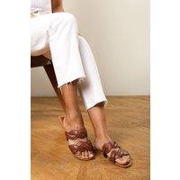 Where's That From Women's 'Alvona' Braided Design Dual Strap Flat Sliders in Tan | Size: 8
