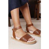 Where's That From Women's 'Brissa' Cut Out Strap Sandals with Buckle Ankle Closure in Tan | Size: 6