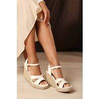 Where's That From Women's 'Belvia' Wedge Heel Sandals With Cutout Strap in White | Size: 5