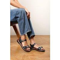 Where's That From Women's 'Cerlis' Dual Adjustable Straps Cushioned Flat Sandals in Black | Size: 7