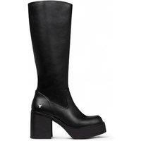 TruClothing Women's Faux Leather Knee-High Platform Heel Boots in Black | Size: 3