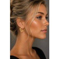 Otis Jaxon London Women's Art Deco Square Geometric Hoop Earrings in Gold