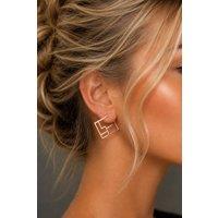 Otis Jaxon London Women's Art Deco Square Geometric Hoop Earrings in Rose Gold