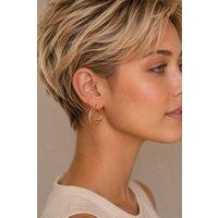 Otis Jaxon London Women's Round Geometric Sterling Small Hoop Earrings in Rose Gold