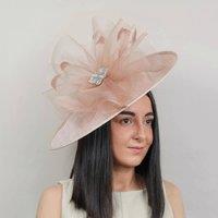 PEACH ACCESSORIES Women's Wedding & Races Fascinator with Tulle & Crystals in Taupe