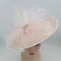 PEACH ACCESSORIES Women's Wedding & Races Fascinator with Tulle & Crystals in Baby Pink