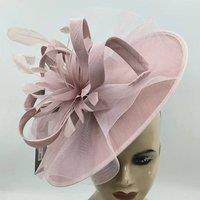 PEACH ACCESSORIES Women's Feather & Netting Detail Fascinator in Dusty Pink