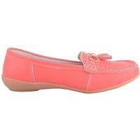 ABSOLUTE FOOTWEAR Women's Slip On Casual Leather Loafer / Deck / Boat Shoes / Sandals in Coral | Size: 4