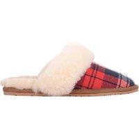 SNUGRUGS Women's Esme, Open Back Checked Sheepskin Mule Slippers with Cuff in Red | Size: 5