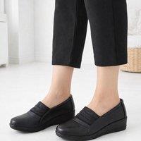 ABSOLUTE FOOTWEAR Women's Womens Easy Slip On Faux Leather Smart Casual Lightweight Comfort Shoe in Navy | Size: 5