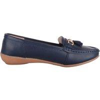 ABSOLUTE FOOTWEAR Women's Slip On Casual Leather Loafer / Deck / Boat Shoes / Sandals in Royal | Size: 6