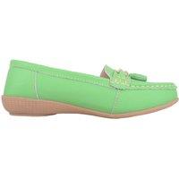 ABSOLUTE FOOTWEAR Women's Slip On Casual Leather Loafer / Deck / Boat Shoes / Sandals in Bright Green | Size: 5