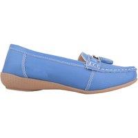 ABSOLUTE FOOTWEAR Women's Slip On Casual Leather Loafer / Deck / Boat Shoes / Sandals in Light Blue | Size: 4