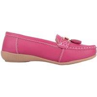 ABSOLUTE FOOTWEAR Women's Slip On Casual Leather Loafer / Deck / Boat Shoes / Sandals in Fuchsia | Size: 4