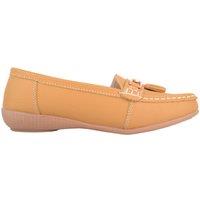 ABSOLUTE FOOTWEAR Women's Slip On Casual Leather Loafer / Deck / Boat Shoes / Sandals in Mustard | Size: 6