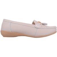 ABSOLUTE FOOTWEAR Women's Slip On Casual Leather Loafer / Deck / Boat Shoes / Sandals in Pale Grey | Size: 8